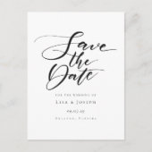 ミニマリストの白黒スクリプト日付を保存 ポストカード (正面)