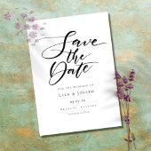 ミニマリストの白黒スクリプト日付を保存 ポストカード