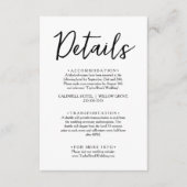 ミニマリストの白黒スクリプト結婚の詳細 エンクロージャーカード (正面)