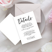 ミニマリストの白黒スクリプト結婚の詳細 エンクロージャーカード