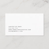 ミニマリストの白黒スクリプト 名刺 (裏面)