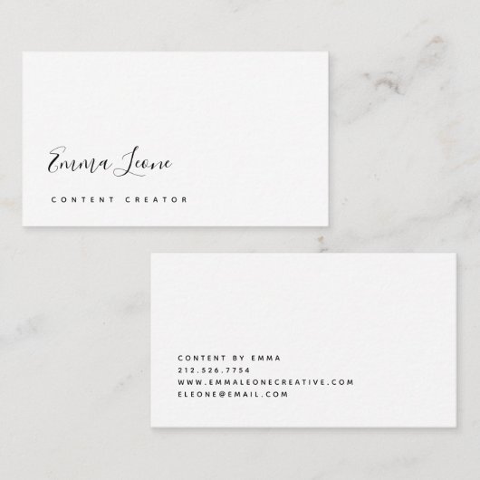 ミニマリストの白黒スクリプト 名刺 (正面/裏面)