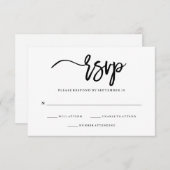 ミニマリストの白黒タイポグラフィRSVP 出欠カード (正面/裏面)