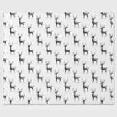 ミニマリストの白黒トナカイのクリスマス ラッピングペーパー (フラット)