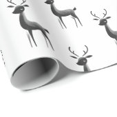 ミニマリストの白黒トナカイのクリスマス ラッピングペーパー (ロールコーナー)