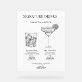 ミニマリストの白黒ドリンクのメニューカード アクリルサイン (正面)