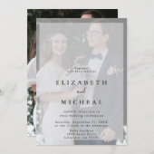 ミニマリストの白黒フェイクのVellum写真結婚の 招待状 (正面/裏面)