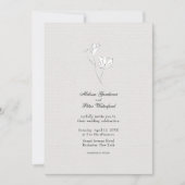 ミニマリストの白黒フラワースケッ結婚チズ 招待状 (正面)