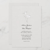 ミニマリストの白黒フラワースケッ結婚チズ 招待状 (正面/裏面)