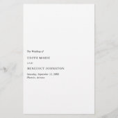 ミニマリストの白黒モダンのメ結婚ニュー (裏面)