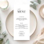 ミニマリストの白黒モダンのメ結婚ニュー メニュー<br><div class="desc">モダン白黒のミニマルタイポグラフィデザイン付き結婚のメニュー。</div>