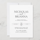 ミニマリストの白黒モダンの結婚写真 招待状 (正面)