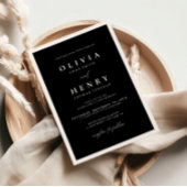 ミニマリストの白黒モダンのQRコ結婚ード 招待状