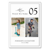 ミニマリストの白黒モダン写真結婚の テーブルナンバー (裏面)