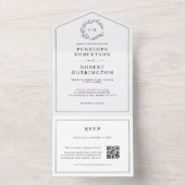 ミニマリストの白黒モダンQRコー結婚ド オールインワン招待状 (内側)