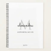 ミニマリストの白黒モノグラム名モダン プランナー手帳 (正面)