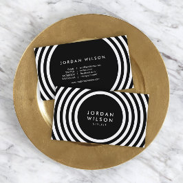 ミニマリストの白黒ラウンドラインソーシャルメディア 名刺