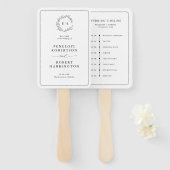 ミニマリストの白黒リーフ結婚のタイムライン ハンドファン (正面&裏面)