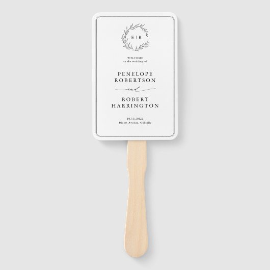 ミニマリストの白黒リーフ結婚のタイムライン ハンドファン (正面)