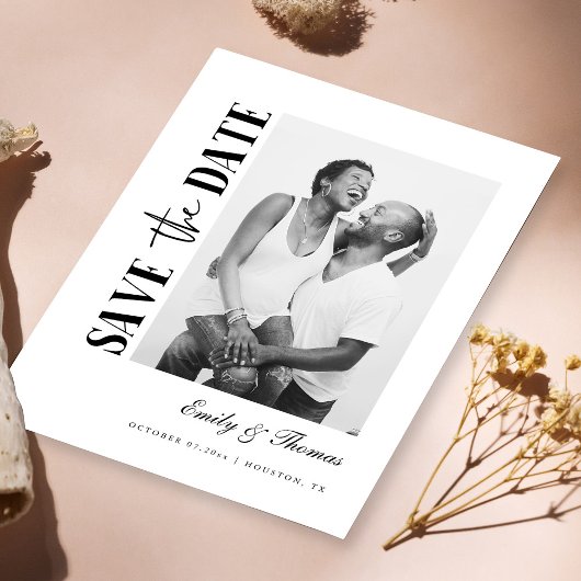 ミニマリストの白黒日付カードを保存 セーブザデート