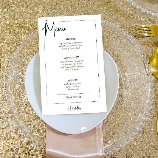 ミニマリストの白黒結婚のメニューバー