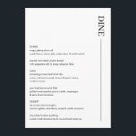 ミニマリストの白黒結婚のメニュー5 x 7 モダン メニュー<br><div class="desc">ミニマリストの白黒結婚のメニュー。ウェディングモダンレセプションディナー用の5x7メニュー。完全に編集可能で一致する項目が使用可能。</div>