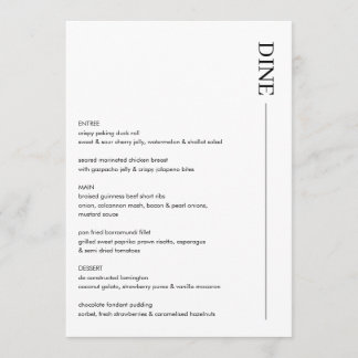 ミニマリストの白黒結婚のメニュー5 x 7 モダン メニュー