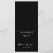 ミニマリストの白黒結婚のメニュー メニュー (裏面)