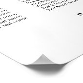 ミニマリストの白黒結婚の座席表 ポスター (角)