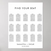 ミニマリストの白黒結婚の座席表 ポスター (正面)