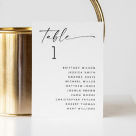 ミニマリストの白黒結婚の座席表 招待状