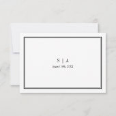 ミニマリストの白黒結婚の応答カード 出欠カード (裏面)