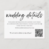 ミニマリストの白黒結婚のQRコードカード エンクロージャーカード (正面)