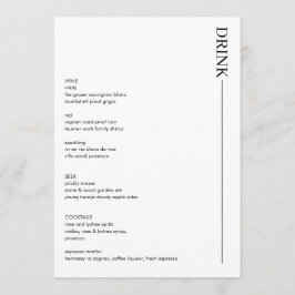 ミニマリストの白黒結婚ズドリンク5 x 7 メニュー