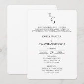 ミニマリストの白黒結婚式招待状 招待状 (正面/裏面)