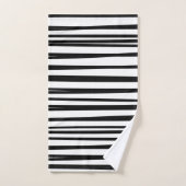 ミニマリストの白黒非対称ストライプ バスタオルセット (ハンドタオル)
