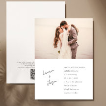 ミニマリストの白黒QRコードフォト結婚ズ
