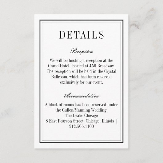 ミニマリストの白黒QRコード結婚の情報 エンクロージャーカード (正面)