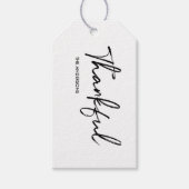 ミニマリストの白「感謝」感謝祭 ギフトタグ (正面)