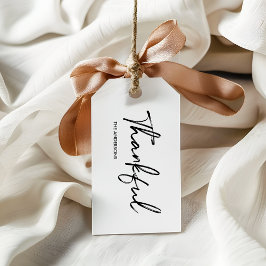 ミニマリストの白「感謝」感謝祭 ギフトタグ