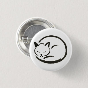 ミニマリストの眠り猫 - マグネットの筆デザイン 缶バッジ