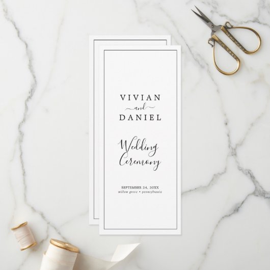 ミニマリストの短いサービス結婚式 プログラム (正面/裏面インサイチュ)