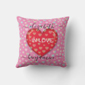 ミニマリストの秋の恋愛ハートにハートの斑点 クッション (裏面)