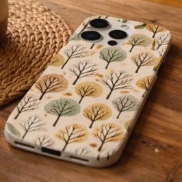 ミニマリストの秋の木パターンパステルオータムンフォレスト iPhone 15 PRO MAXケース