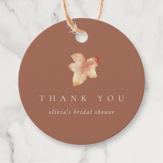 ミニマリストの秋の葉の感謝 フェイバータグ (正面)