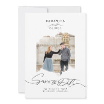 ミニマリストの筆致フォトフレーム 結婚式の告知