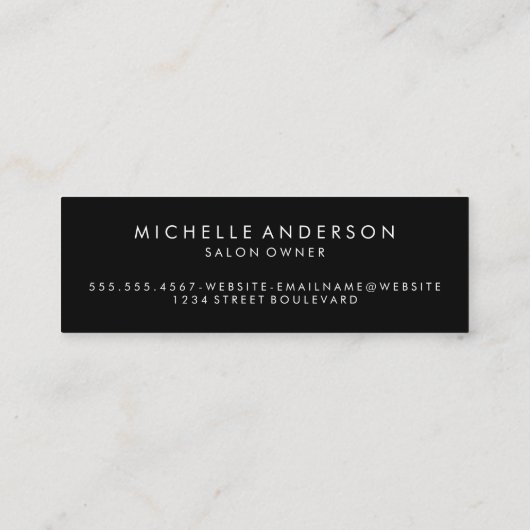 ミニマリストの筆記体文字 |ヘアスタイリスト スキニー名刺 (裏面)