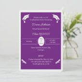 ミニマリストの紫と白のカスタム卒業 招待状 (スタンド正面)