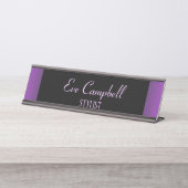 ミニマリストの紫と黒 デスクネームプレート (正面)