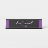 ミニマリストの紫と黒 デスクネームプレート (正面)